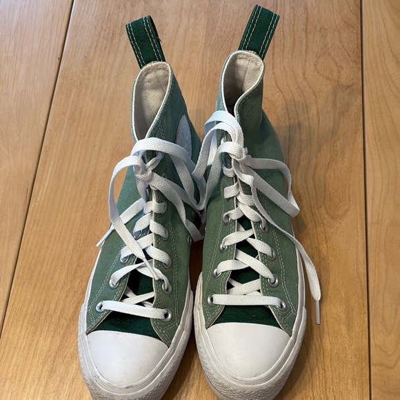 Converse Women’s All Star Platform High Top Green Sneakers.  Size 7 - Picture 1 of 8